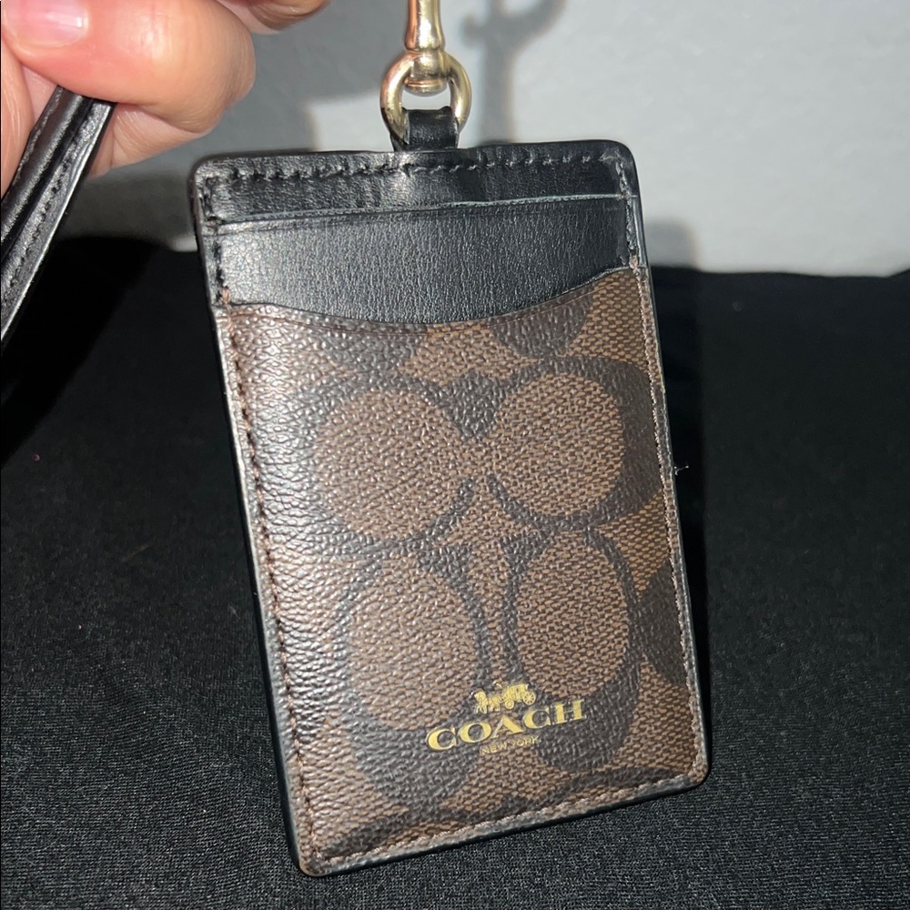 Coach Black and Brown Card Holder with Wrist Strap - Picture 4 of 7